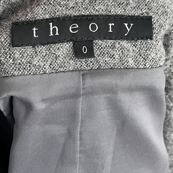 Theory Womens Size 0 Gray Wool Blend Button Asymmetric Military Blazer Jacket - Picture 5 of 15
